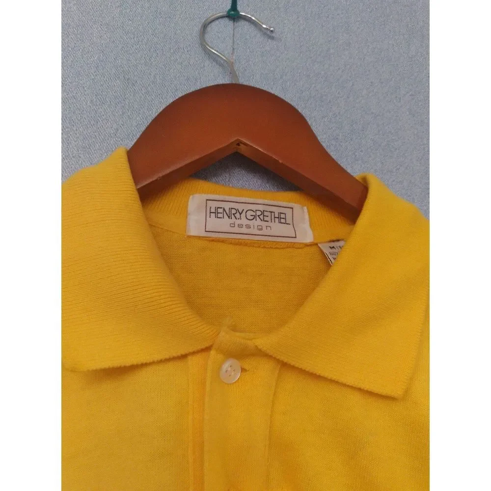 Henry Grethel Polo Shirt Short Sleeve‎ Striped Casual Top Yellow Size L